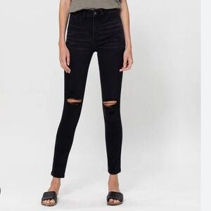 Flying Monkey Black Ripped Distressed High Rise Skinny Jeans size 5R 27